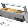 NEW  220v 3 pin plug ,Commercial Food Warmer, 1500W Electric Stainless Steel Steam Food Warmer with Glass Cover, 3- Pan Countertop Buffet Bain Marie with Soup & Perforated Ladles, for Catering, Restaurant & Party Image 2