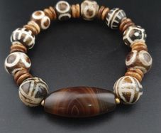 Antique Burmese PumtekPyu & Natural Eyes Suliemani Agate Bead Bracelet