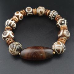 Antique Burmese PumtekPyu & Natural Eyes Suliemani Agate Bead Bracelet