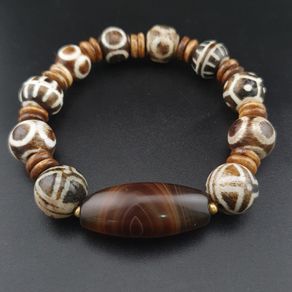 Antique Burmese PumtekPyu & Natural Eyes Suliemani Agate Bead Bracelet