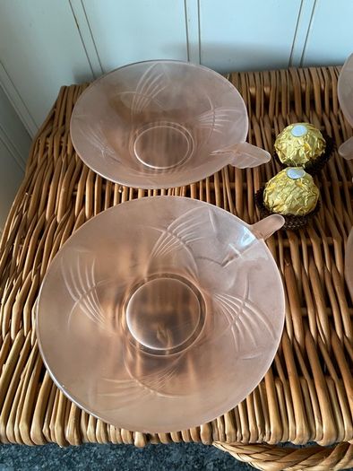 cups - pink cut glass