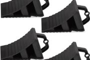 Wheel Chocks With Handles Set of 4 Tyre Saver Brake Stoppers Ridged Wedges for Cars Caravan Horsebox Motorhome (4 Black Wheel Chocks)