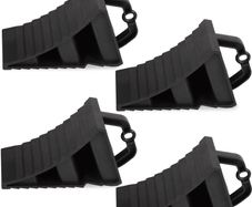 Wheel Chocks With Handles Set of 4 Tyre Saver Brake Stoppers Ridged Wedges for Cars Caravan Horsebox Motorhome (4 Black Wheel Chocks)