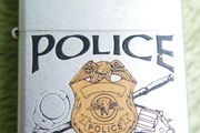 Vintage  Zippo Matt Silver Police Cigarette Lighter