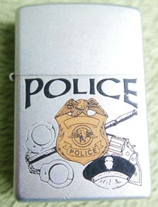 Vintage  Zippo Matt Silver Police Cigarette Lighter