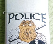 Vintage  Zippo Matt Silver Police Cigarette Lighter