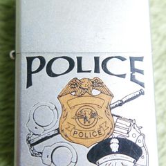 Vintage  Zippo Matt Silver Police Cigarette Lighter