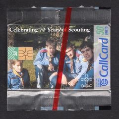 1997 Ireland 50 unit 70 Years of Scouting in Ireland (Gemplus GEM1) Call Card Mint in Packaging. Telecom Eireann card number 1180