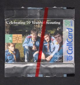 1997 Ireland 50 unit 70 Years of Scouting in Ireland (Gemplus GEM1) Call Card Mint in Packaging. Telecom Eireann card number 1180