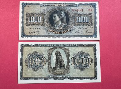 Greece  1000 Drachmai  1942. Pick  118a. ( Uncirculated )