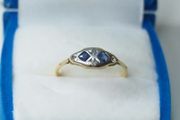 Art Deco 18ct Gold Sapphire and Diamond Ring