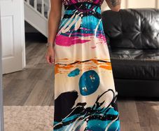 Custo Barcelona 90% Silk Statement Maxi Dress Approx Uk 10
