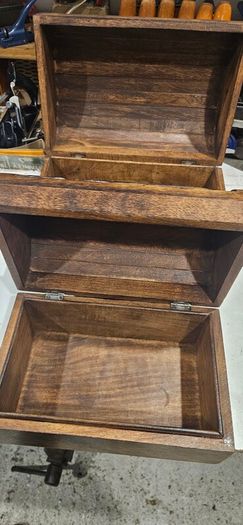pair of wooden boxes