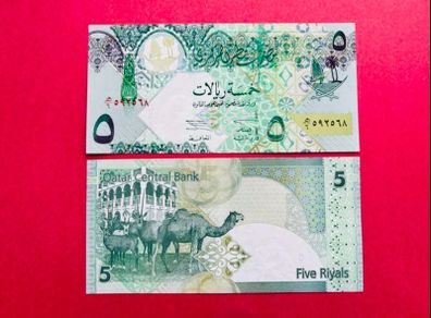 Qatar  5  Riyals  2003  ( Uncirculated )