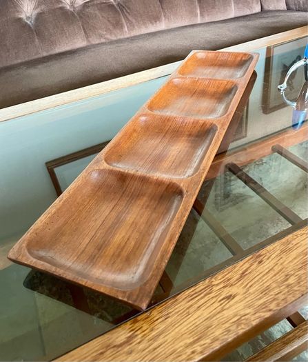 Long Mid Century Moder Genuine Antique Danish Design Handcrafted Wooden Tray