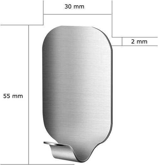 Self Adhesive Hooks - Pack of 10 Wall Door Hooks Stick On / Sticky Hooks for Bathroom Kitchen Hanging Coat Cloth Towel Key - Stainless Steel, Waterproof, No Nails