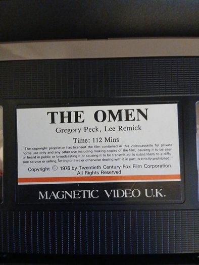 The Omen Film On A High Quality Cassette Tape (Rare).