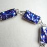 Vintage Sterling Silver 925 Dichroic Art Glass Link Bracelet Toggle Clasp Blue Color length 8,5" - 18,4g Image 4