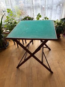Antique vintage wooden folding card table