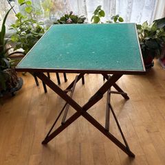 Antique vintage wooden folding card table