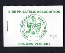 1985 Ireland Eire Philatelic Association (EPA) Exhibition Booklet for Ripex 85 and Westpex 85 includes 1p, 2p & 3p Definitive Stamps Gutter Pairs