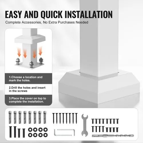 Handrails for Outdoor Steps, 1-2 Step Stair Hand Rail Kit, Transitional Carbon Steel Railings with Installation Kit, Stair Rails for Seniors, Concrete Steps & Porch & Deck, White Retro Arch