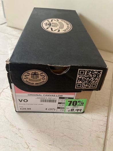 Brand new never worn size 4 pink canvas Dunlop shoes.