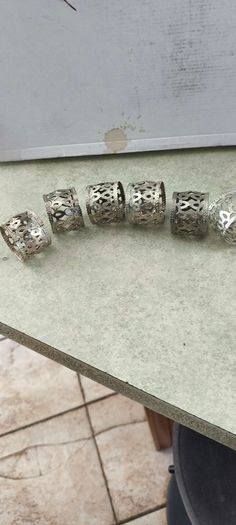 Vintage Silver Toned Napkin Rings - Filigree Set of 6.