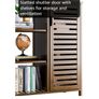 Walnut Bathroom Cabinet, Bamboo Floor Standing Side Storage Organizer with Door and 3 Open Shelves, Space Saving Kitchen Living Room Cupboard Image 3