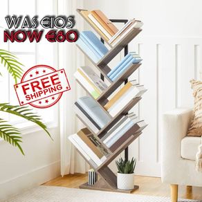 NEW SALE | Tree Bookshelf Tall, 9-Tier Floor Standing Book Shelf, Tall Bookcase with Shelves for CDs Albums, Metal Frame, for Living Room