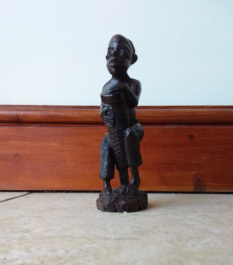 African Hand Carved Wooden Sculpture/Figure - Tribal Drummer