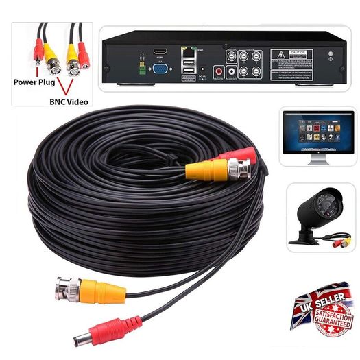 4 Pack 10M / 32 feet BNC Video Power Cable 2-in-1 Pre-made Black Security Camera CCTV Cable for HD Surveillance Camera and DVR System Installation