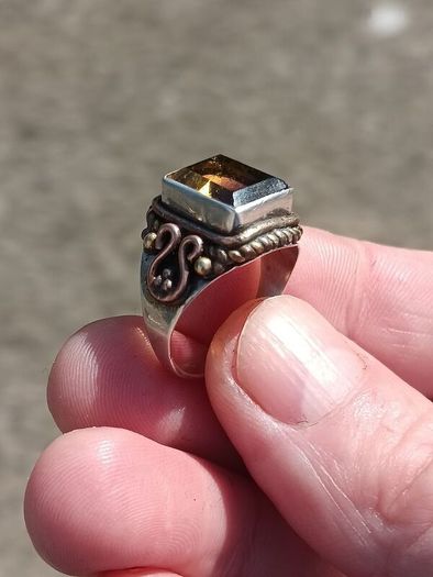 Large Green Citrine Sterling Silver Ring