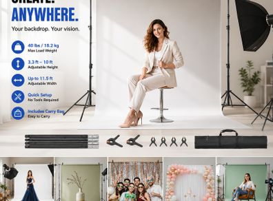 Heavy Duty Photography Backdrop Stand Adjustable Background Support System