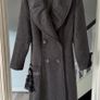 Grey Flared Wool Blend Herringbone Tailored Structured Fit Princess Coat UK 10 12 Image 3