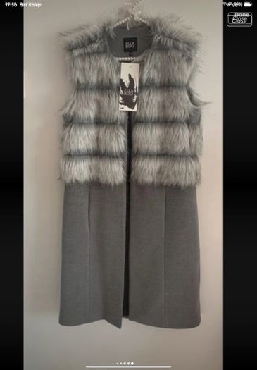 gilet Bnwt size 10 Ella boo grey sleeveless coat with fake fur contrast