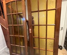 Solid Wooden Glazed Double Doors - Vintage Style (76cm x 195cm)