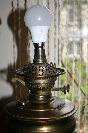 Vintage 1800s Oil Lamp Converted To Electric Oil Gwtw Table Lamp With Milk Glass Shade H-22"