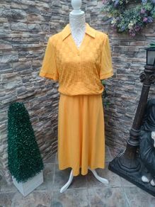 Vintage O-Batel Yellow midi dress size medium Postage included
