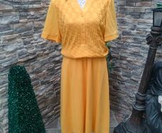Vintage O-Batel Yellow midi dress size medium Postage included