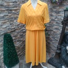 Vintage O-Batel Yellow midi dress size medium Postage included