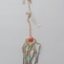 Gold Tone Coral and Turquoise Beaded Statement Necklace 16 Inch Image 2