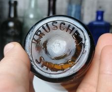 81 - Vintage Kruschen Salts Dark Brown Glass Bottom Embossed Bottle