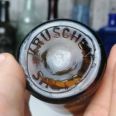 81 - Vintage Kruschen Salts Dark Brown Glass Bottom Embossed Bottle