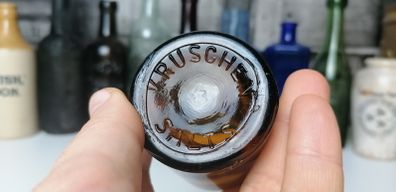 81 - Vintage Kruschen Salts Dark Brown Glass Bottom Embossed Bottle
