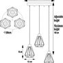 3-Light Pendant Light, Flush Mount Ceiling Light Fixture with Black Metal Cage Shade, Vintage Hanging Pendant Lighting for Kitchen, Island, Dining Room (FREE POSTAGE) Image 5