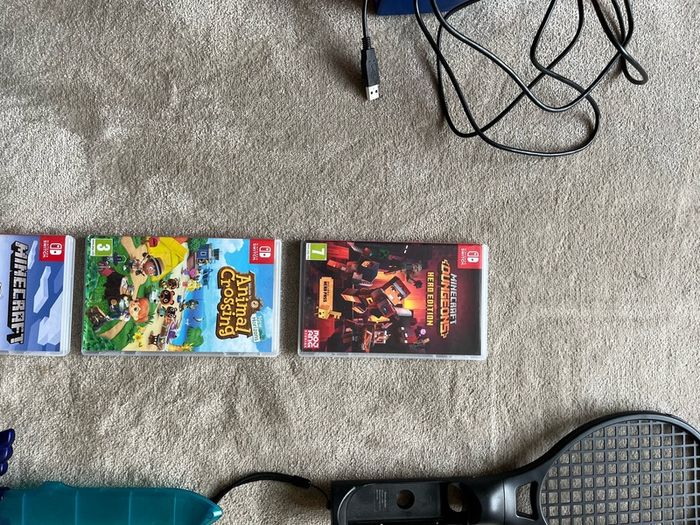 Nintendo Switch accessories and games.