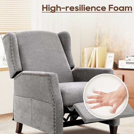 Armchair with Storage Pockets Manual Recline (Multiple Colours)