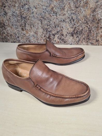mens BARKER TORQUAY slip on shoes Brown Burnished Calf Size UK 7.5 EU 41.5 moccasin boat shoes