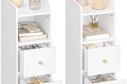 Slim Bedside Tables Set of 2, Narrow